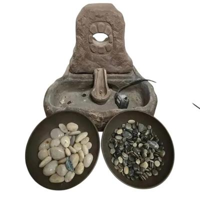 Concrete Fountain w/ Decorative Stones 