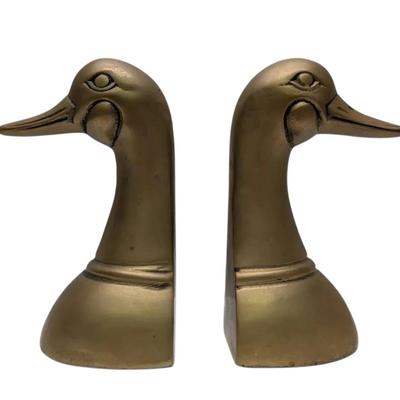 Brass Duck Head Bookends