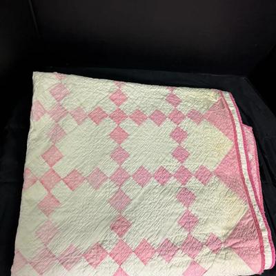 Pink & White Hand Stitched Quilt