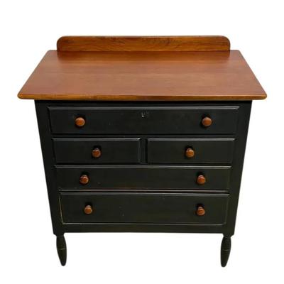 Lexington Brand Black & Wooden Side Table