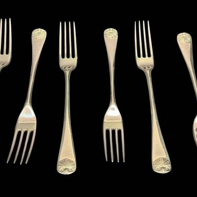 Stieff Williamsburg Shell Patterned Sterling Silver 6.5" Forks (222g Total)