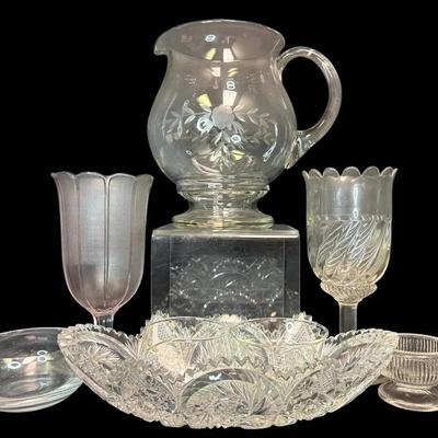 Etched Floral Glass Pitcher, Lenox Bowl & More 
