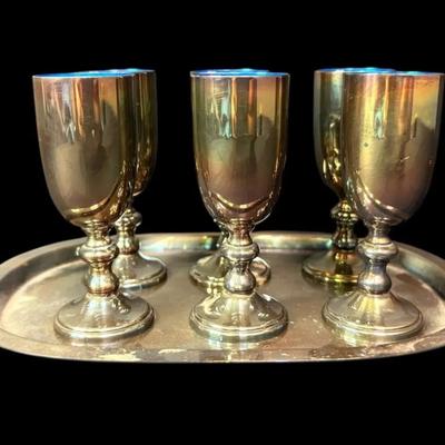 W&S Blackinton Fine Silverplate Cordial Set And Tray