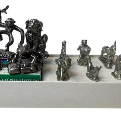 Empire Silver Birthday Candleholder And Pewter Figurines 