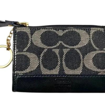 Coach Navy Blue Monogram Keychain Wallet (w/ COA!)