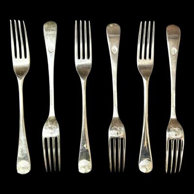 Stieff Sterling Silver Williamsburg Shell Pattern 6.5" Forks (222g Total)