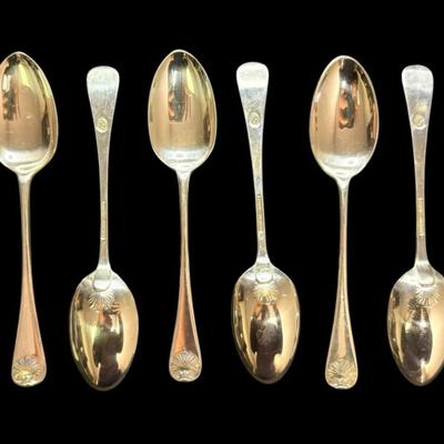 Stieff Sterling Silver Williamsburg Shell Pattern 6" Spoons (214g Total)