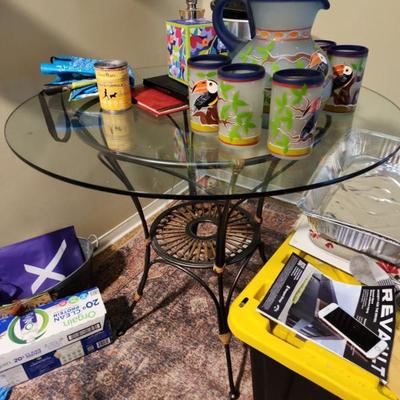 Round glass dining table