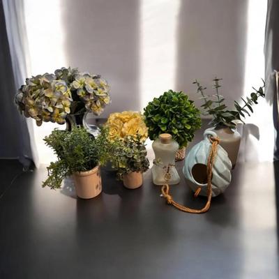 Assorted Faux Greenery And Decor