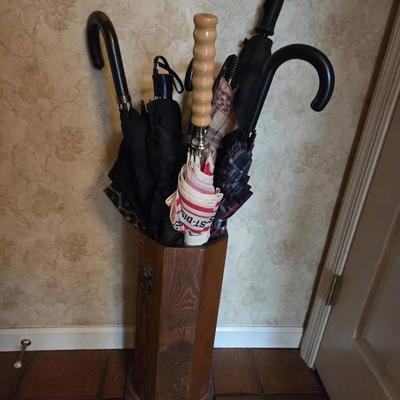 Vintage Umbrella Holder & Umbrellas