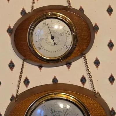 Vintage Mid Century Swift English Movement Triple Tier Barometer, Temp, Humidity 