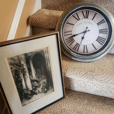 Morning St. Etienne Du Mont. Paris Original Etching, Edinburgh Clock Works Wall Clock