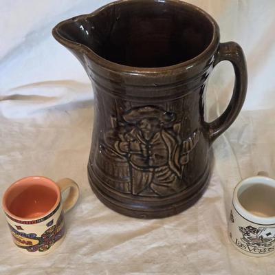 Vintage McCoy Buccaneer Pottery Pitcher in a Brown Glaze. 