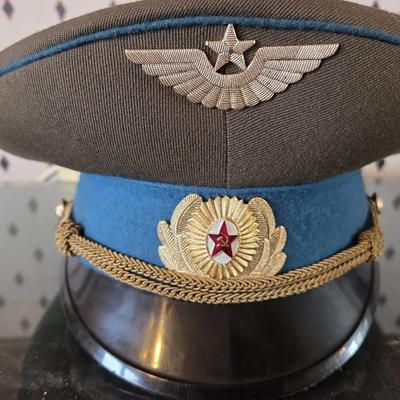 Soviet Air Force Uniform Visor Hat, USSR Sukhoi Su-27, Su-26M, AH-225 Pennants And Pins