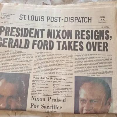 President Nixon Resigns! Newspaper 1974