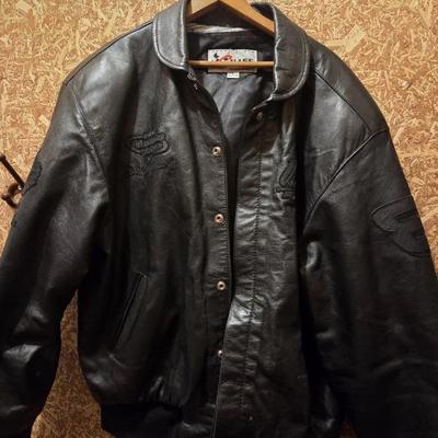 Large Leather Bud Racing Jacket