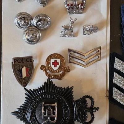 Vintage French Police And Military Pins And Button Cuffs, Herthfordshire Constabulary