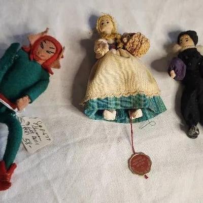 Anne Beate Made In Denver Small Dolls & Very Old German Felt Devil 