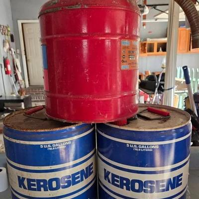 5 Gallon Kerosene And Gas Cans. One Can Has About 4 Gallons Of Kerosene 