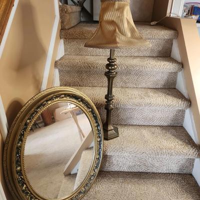 Bronze Color Mirror & Table Lamp 