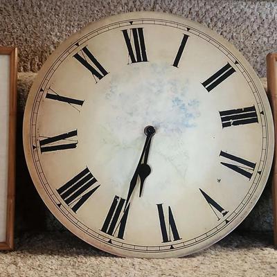 Vintage Japanese Pictures With Bamboo Frames And Roman Numeral Wall Clock
