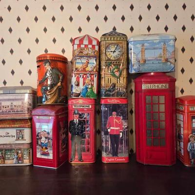 Set Of 13 Tin Candy And Coin Banks
