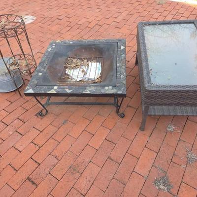 Plant Stand, Outdoor Table, Firepit & Birdfeeder