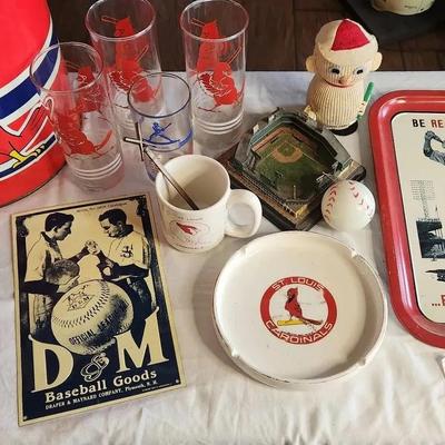 St. Louis Cardinals Baseball Lot Includes: The Danbury Mint Sportsman Park Figurine, An Ashtray 