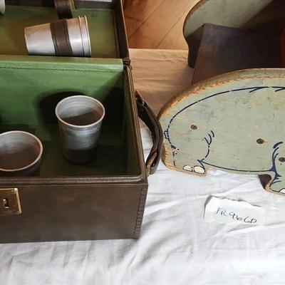 Potable Travel Bar Set And Childs Vintage Step Stool