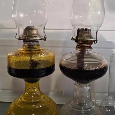 Vintage P&A Eagle Amber Glass Kerosene Oil Lamp And Beehive Style With Lamp Oil And Glass