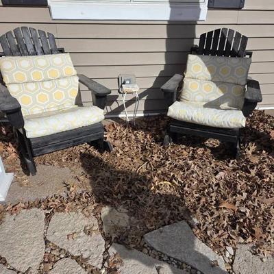 Two Adirondack Patio Chairs, Small Plant Stand