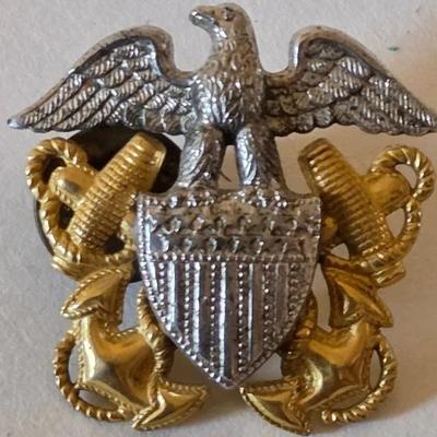 10k Gold Vintage World War II Era Sterling Silver And Gold Filled U.S. Navy Hat Pin