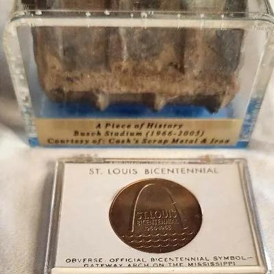 A Piece Of Busch Stadium History & St. Louis Bicentennial Collector's Coin "Struck By The US Mint"