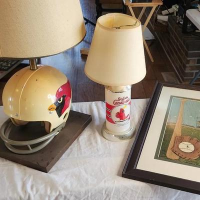 Cardinals Baseball Table Lamps And Baseball Hanging Picture 