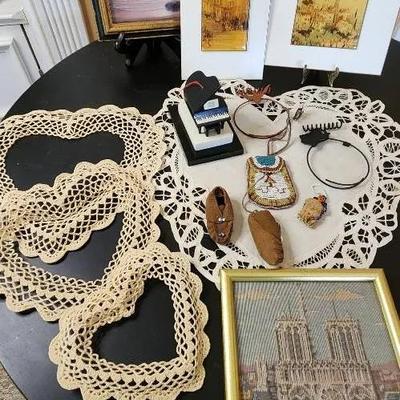 Miniature Collectible Items, Indian Miniatures With Moccasins, Tiny Doll With Book Bag