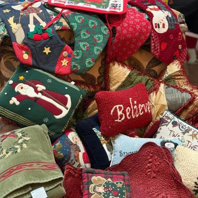 Christmas pillow, towels etc