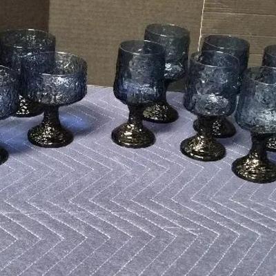Sale Photo Thumbnail #57: Hand-Blown Lenox Blue Goblet Glasses