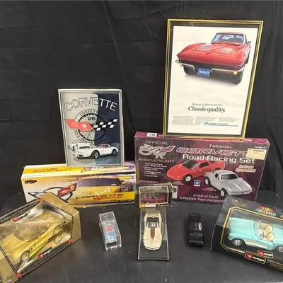 Sale Photo Thumbnail #77: Corvette Collectibles Lot … Framed Art, Die-Cast Models & Racing Sets