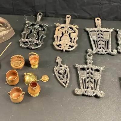 Sale Photo Thumbnail #17: Vintage Iron, Trivets & Dollhouse Kitchen Set
