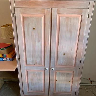 Large Pink Wooden Cabinet 