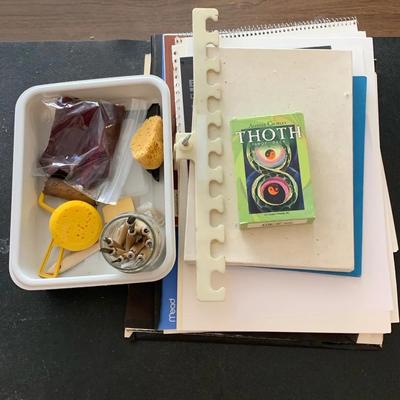 Brushes, Sculpting Tools, Tarot Cards, And Sketchbooks 