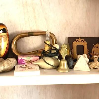 Crystals, Painted Plate, And Decorative Figures And Trinkets 