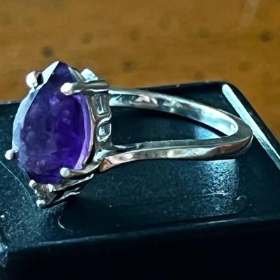 14k White Gold Amethyst Ring Size 7
