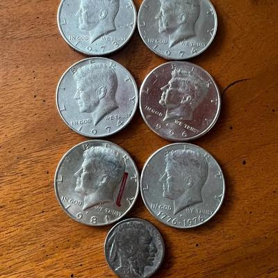 Kennedy Half Dollars And Buffalo Nickel