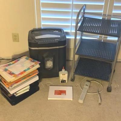 Paper Shredder, Cart And Other Office Supplies