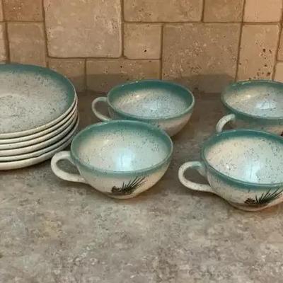 MCM Pine Cone Teacup Set