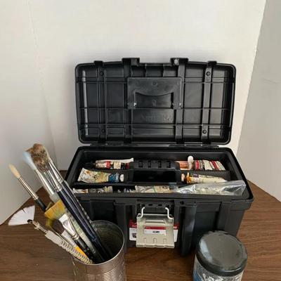 Oil Paints, Brushes, And Brush Cleaner