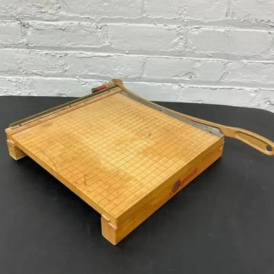 Vintage Ingento Wood And Steel Paper Cutter