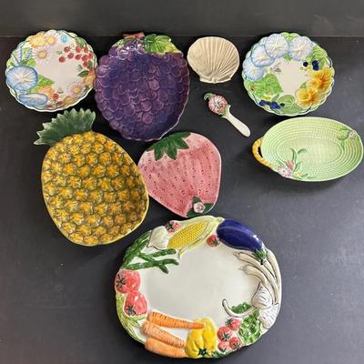 Carlton Ware Tray, Fitz & Floyd Spreader And Other Colorful Ceramic Wares