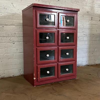 A Glass Front Chest Of Eight Drawers, Mercantile Style